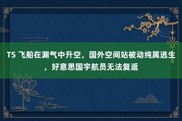 TS 飞船在漏气中升空，国外空间站被动纯属逃生，好意思国宇航员无法复返