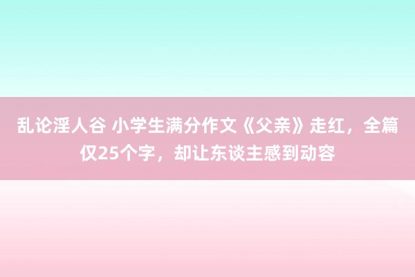 乱论淫人谷 小学生满分作文《父亲》走红，全篇仅25个字，却让东谈主感到动容