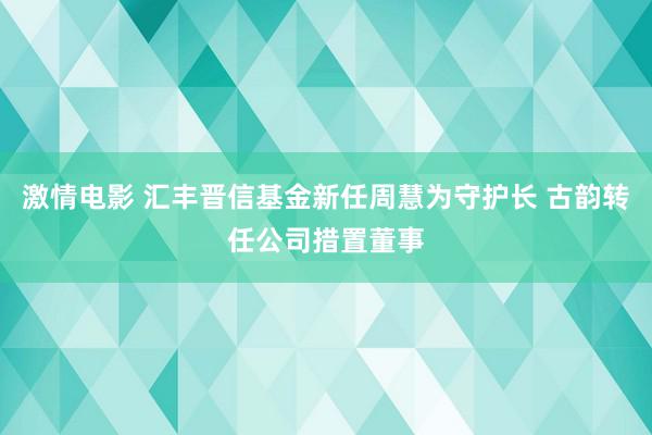 激情电影 汇丰晋信基金新任周慧为守护长 古韵转任公司措置董事