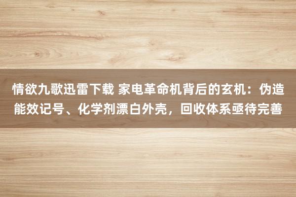 情欲九歌迅雷下载 家电革命机背后的玄机：伪造能效记号、化学剂漂白外壳，回收体系亟待完善