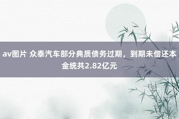 av图片 众泰汽车部分典质债务过期，到期未偿还本金统共2.82亿元