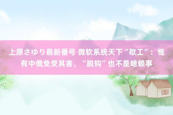 上原さゆり最新番号 微软系统天下“歇工”：惟有中俄免受其害，“脱钩”也不是啥赖事