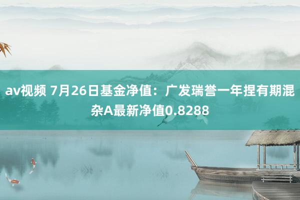 av视频 7月26日基金净值：广发瑞誉一年捏有期混杂A最新净值0.8288