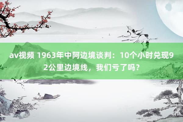 av视频 1963年中阿边境谈判：10个小时兑现92公里边境线，我们亏了吗？