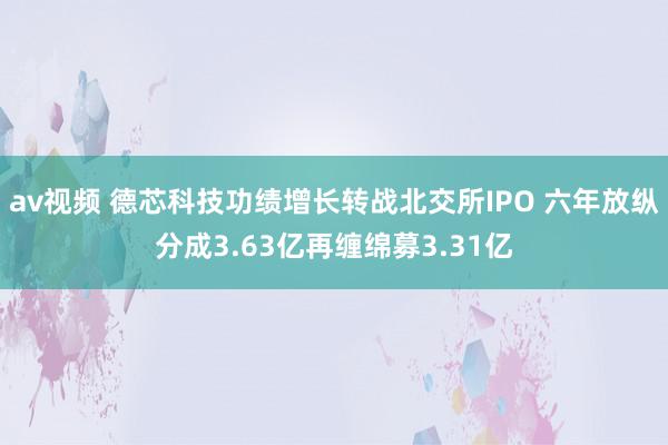 av视频 德芯科技功绩增长转战北交所IPO 六年放纵分成3.63亿再缠绵募3.31亿