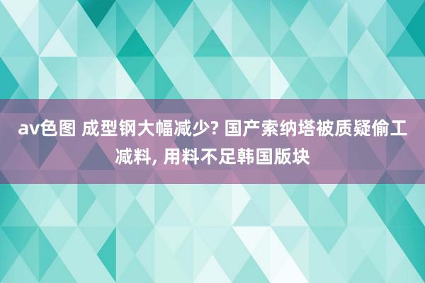 av色图 成型钢大幅减少? 国产索纳塔被质疑偷工减料, 用料不足韩国版块